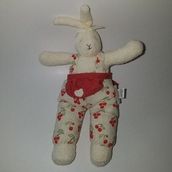 Bunnies By The Bay Hallmark Bunny Rabbit Plush Small 8" White Lovey Red Cherries